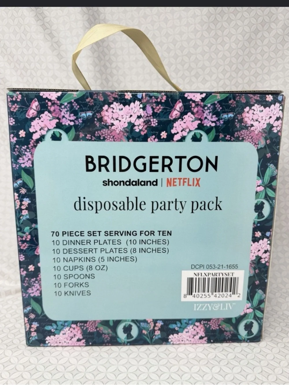 NIB 2 SETS OF Bridgerton Party Pack Disposable Tableware Each Set 70 Pieces